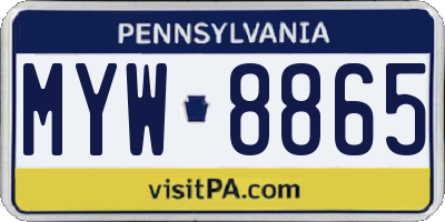 PA license plate MYW8865
