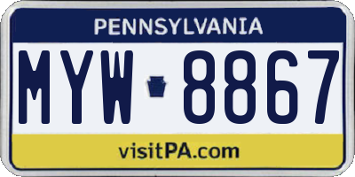 PA license plate MYW8867