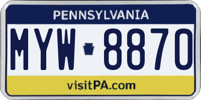 PA license plate MYW8870