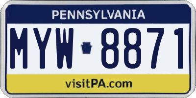 PA license plate MYW8871