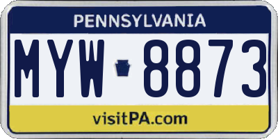 PA license plate MYW8873
