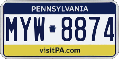 PA license plate MYW8874