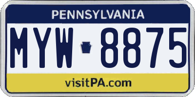 PA license plate MYW8875
