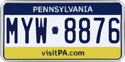 PA license plate MYW8876