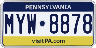 PA license plate MYW8878