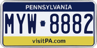 PA license plate MYW8882