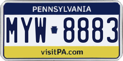 PA license plate MYW8883
