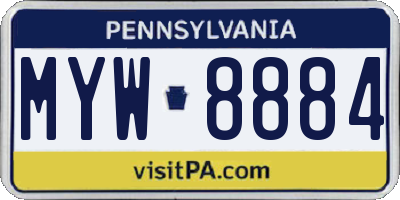 PA license plate MYW8884