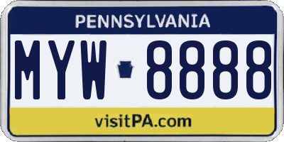 PA license plate MYW8888