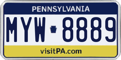 PA license plate MYW8889