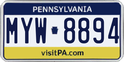 PA license plate MYW8894
