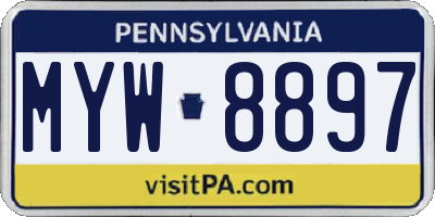 PA license plate MYW8897