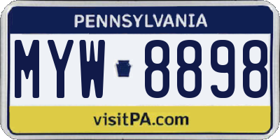 PA license plate MYW8898