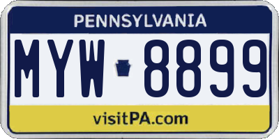 PA license plate MYW8899