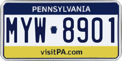 PA license plate MYW8901