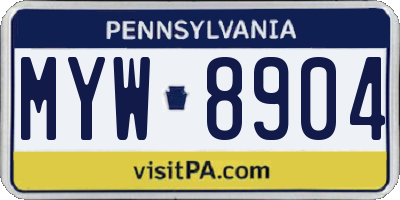 PA license plate MYW8904