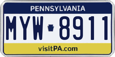 PA license plate MYW8911