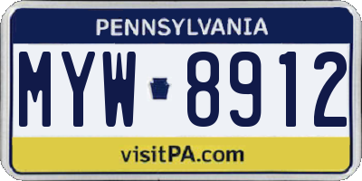 PA license plate MYW8912