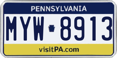 PA license plate MYW8913