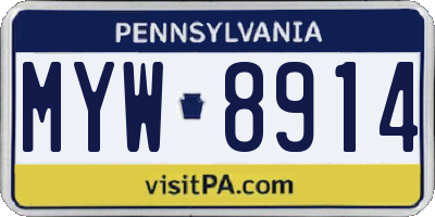 PA license plate MYW8914