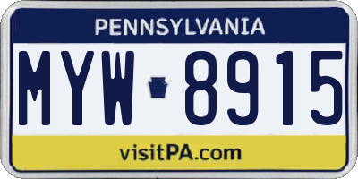 PA license plate MYW8915