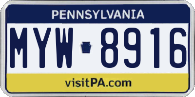 PA license plate MYW8916