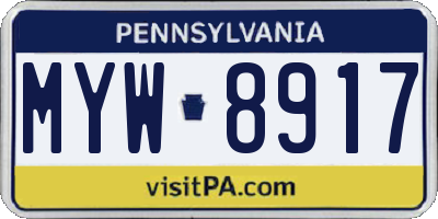 PA license plate MYW8917