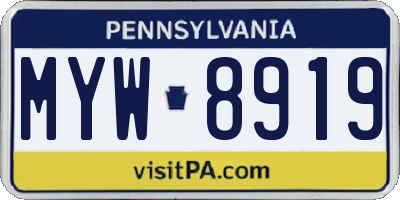 PA license plate MYW8919