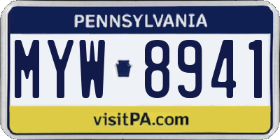 PA license plate MYW8941