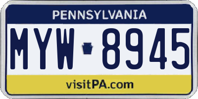 PA license plate MYW8945
