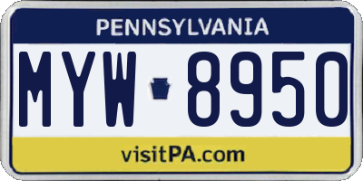 PA license plate MYW8950