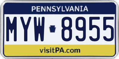 PA license plate MYW8955