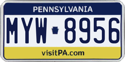 PA license plate MYW8956