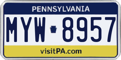PA license plate MYW8957