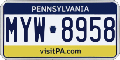 PA license plate MYW8958