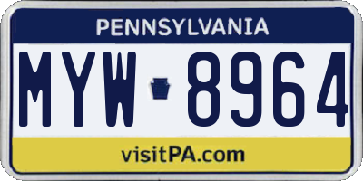 PA license plate MYW8964