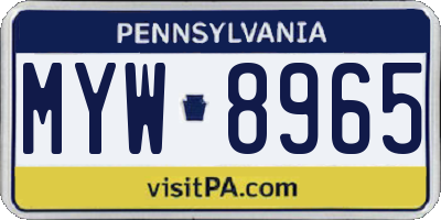 PA license plate MYW8965