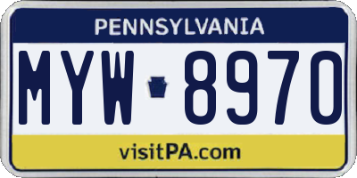 PA license plate MYW8970