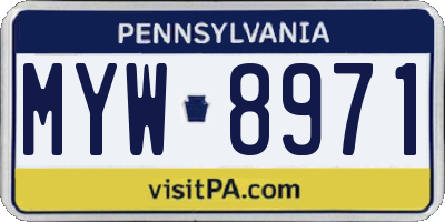 PA license plate MYW8971