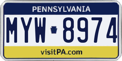 PA license plate MYW8974
