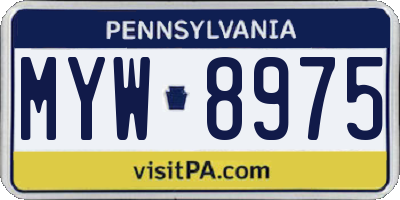 PA license plate MYW8975