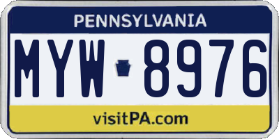 PA license plate MYW8976