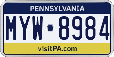 PA license plate MYW8984