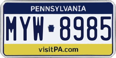 PA license plate MYW8985
