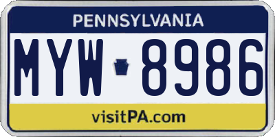 PA license plate MYW8986