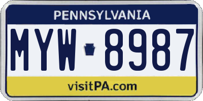 PA license plate MYW8987