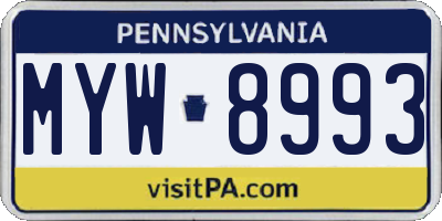 PA license plate MYW8993