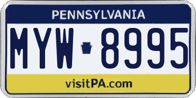 PA license plate MYW8995