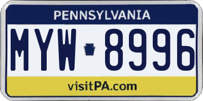 PA license plate MYW8996