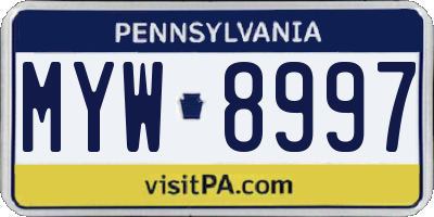 PA license plate MYW8997